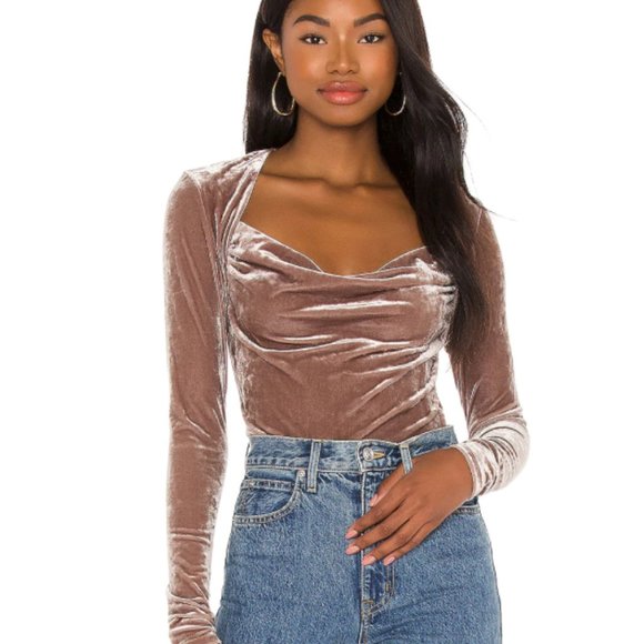 Free People Velvet Perfect Date Cowlneck Top Velvet NEW - Picture 3 of 7